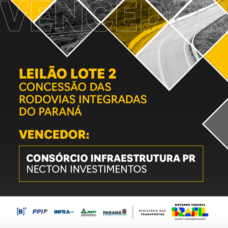Consórcio Infraestrutura PR vence leilão do lote 2 das rodovias do Paraná — Agência Nacional de Transportes Terrestres